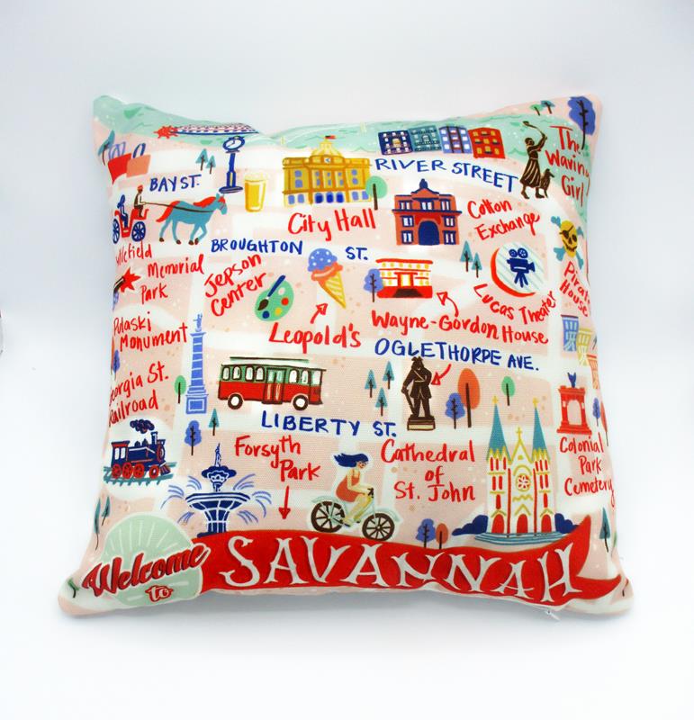 Savannah Georgia Map Pillow,EPLW-DPC-01
